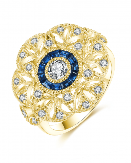 FLORAL STYLE SAPPHIRE DIAMOND RING (TR3825)